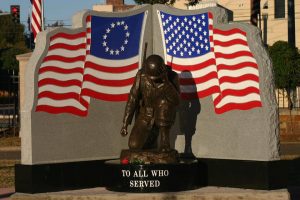 Bronze Life-Size Kneeling Soldier at Fort Smith National Cemetery in Fort Smith Arkansas