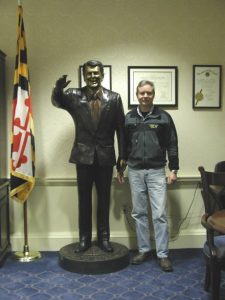 Bronze Life-Size Ronald Reagan on board the USS Ronald Reagan Donated by us All Classics Ltd