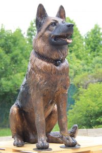 Bronze Sitting German Shepherd Dog memorial