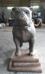 Bronze Spike bulldog mascot for Montclair High School in Montclair NJ by www.allclassics.com in Newark Delaware