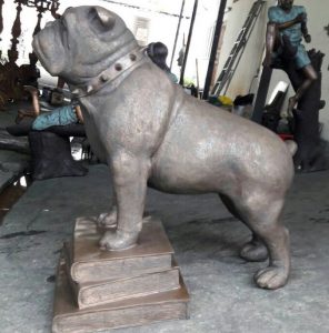 Bronze Spike bulldog mascot for Montclair High School in Montclair NJ by www.allclassics.com in Newark Delaware